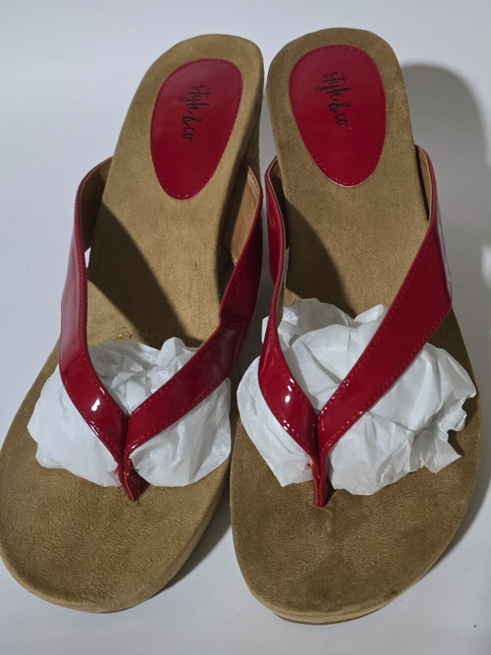 Size 12 Red Wedge Heel Sandals (New)